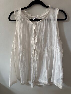 Old Navy White Sleeveless Tie-Front Peasant Camisole